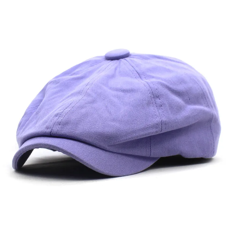 Spring and Summer Solid Cotton Newsboy Caps Men Flat Peaked Cap Women Painter Beret Hats