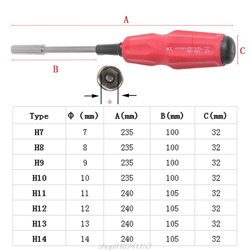 Hollow-Shaft Nut Driver Bit Socket Wrench Screwdriver Hand Tool 7-14mm N25 20 Dropshipping