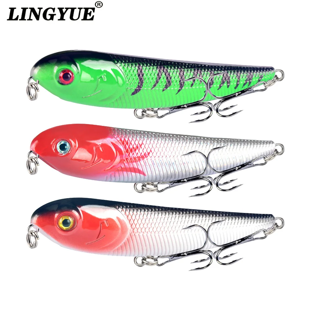 LINGYUE 1pc hard fat pencil fishing lures 100mm/13.7g topwater wobblers 5 colors available crankbaits