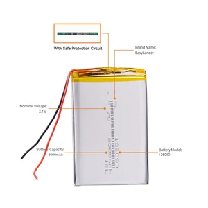 Baterai Polimer Lithium ion 126090 3.7 V 8000mAh Baterai Lipo Isi Ulang 10 baterai 126090 penjualan terbaik - №