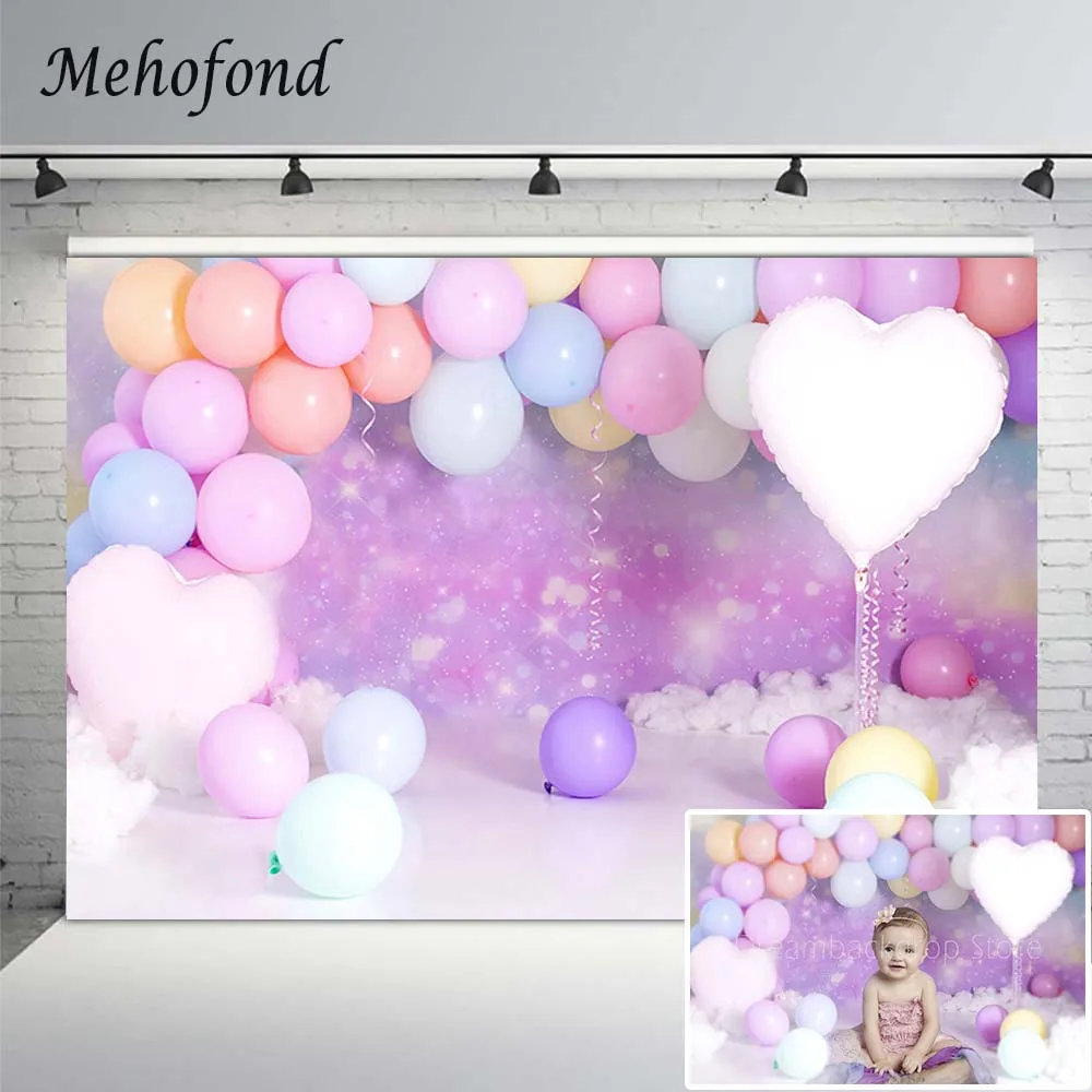 

Mehofond Photography Background Birthday Party Baby Shower Cake Smash Love Balloons Pink Backdrop Newborn Photocall Photo Studio