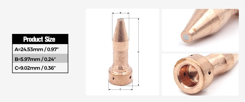 33366XL Verlängerte Elektrode für Esab PT-23 PT-27 PT23 PT27 Plasmaschneidbrenner-Verbrauchsmaterial PKG/10 – Detail 2