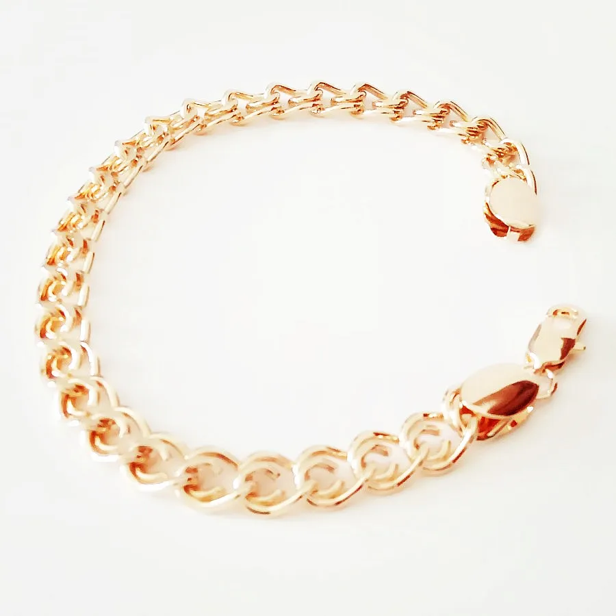 Luxury Elegant Bracelet Rose Gold Color Jewelry Trendy Hand Wide Catenary Link Bracelet Bangle 23CM Long Charm Men Bracelets