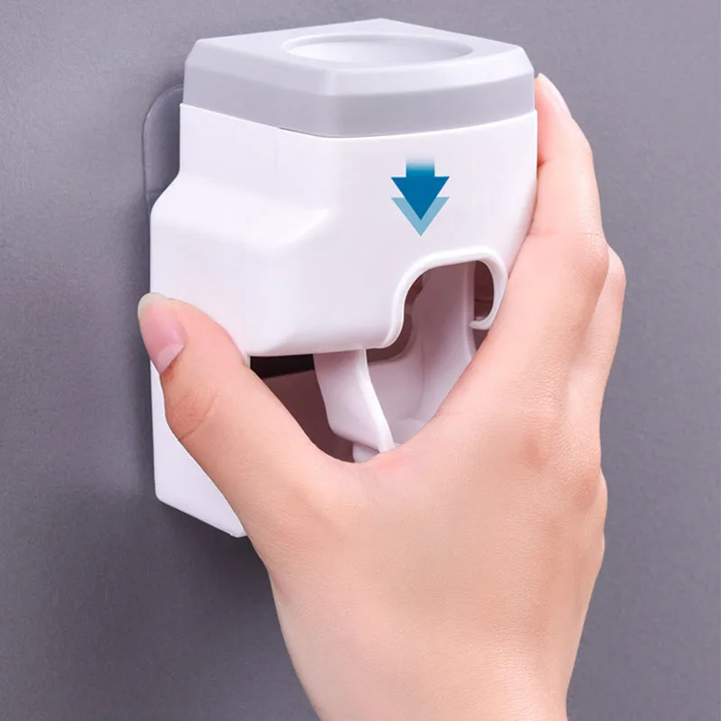 Automatic Toothpaste Squeezer Wall Mount Toothbrush Stand Rack Bathroom Toothpaste Dispenser Toothbrush Holder Accessories