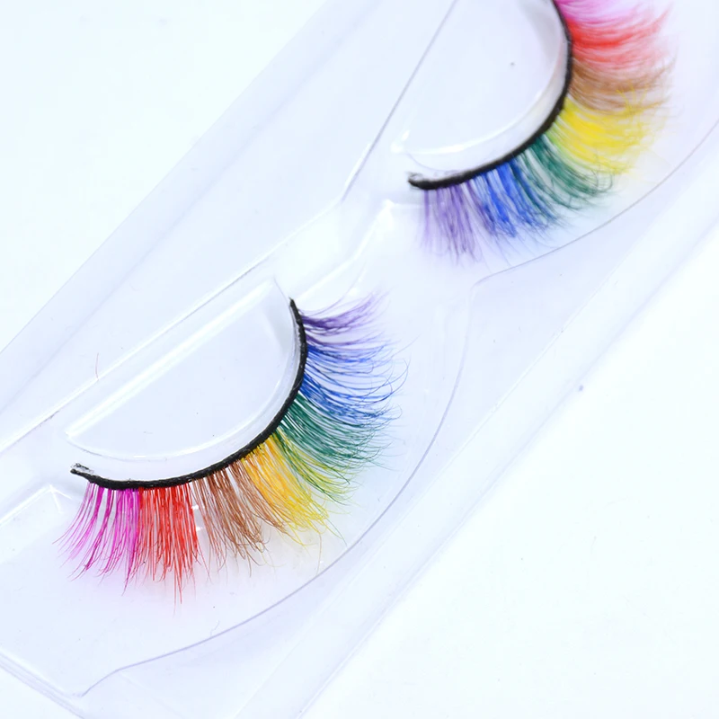 OKAYLASH 2021 Newest 7 Colors Rainbow Eyelashes Princess Cilia Real Mink Fluffy Colored False Lashes for Halloween Party Cosplay