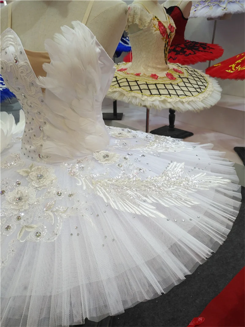 Professional High Quality Women Adult Competition Performance Wear Girls White Swan Lake Ballet Tutu Costumes