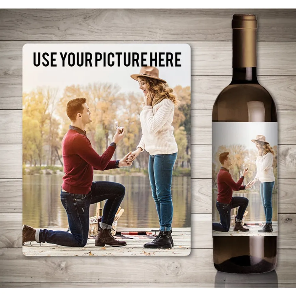 Personalized Photo Wedding Wine Stickers, Customized Wine Bottle Label, Wedding Gift Idea, Sweet Wedding Decoration Wine Label