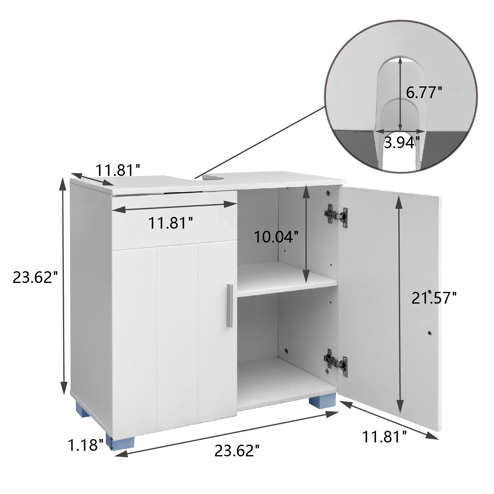 FCH 2 Door Bathroom Sink Cabinet 60x30x60CM White Waterproof Fine Workmanship Sturdy&Durable[US-Depot]