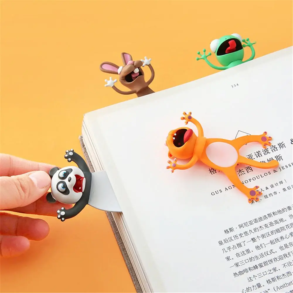 ที่คั่นหนังสือสไตล์สัตว์การ์ตูน Alat tulis lucu ปลาหมึกตราประทับชุดของขวัญชิบะอินุมหาสมุทรอุปกรณ์การเรียนที่คั่น3D