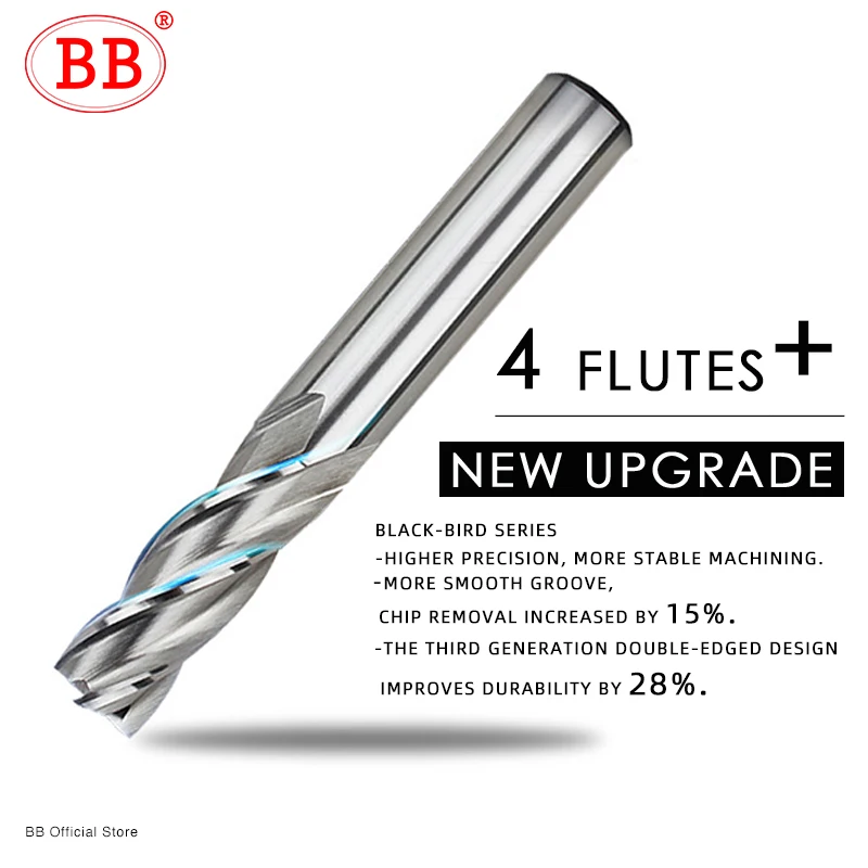 BB-fresas de alta precisión HSS, cortador de Metal Co8, cobalto, D1-32mm, 2, 3, 4 dientes de flautas, herramienta de fresado de aluminio, llave,