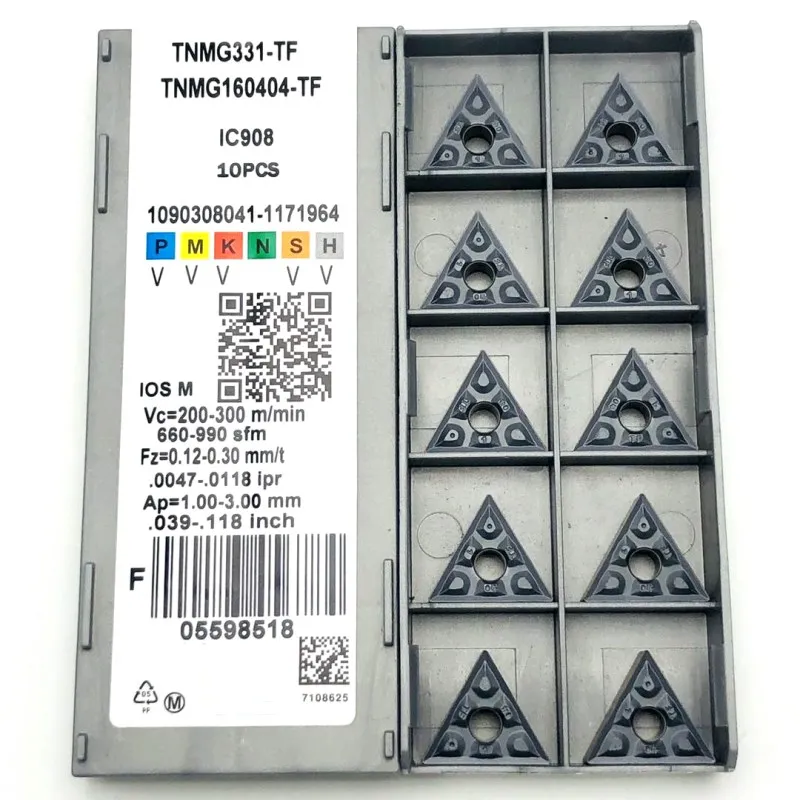 

Вставка для токарной обработки TNMG160404 TF IC907/IC908, внешняя вставка твердосплавный инструмент для обработки деталей вращения, токарный инструмент, запчасти для станков с ЧПУ, токарные инструменты