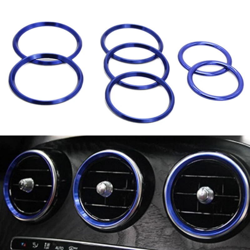 7Pc Car-Styling Ac Outlet Ring Decoration Air Conditioning Vents Trim Stickers Cover For Mercedes Benz C Class W205 Glc 180 200