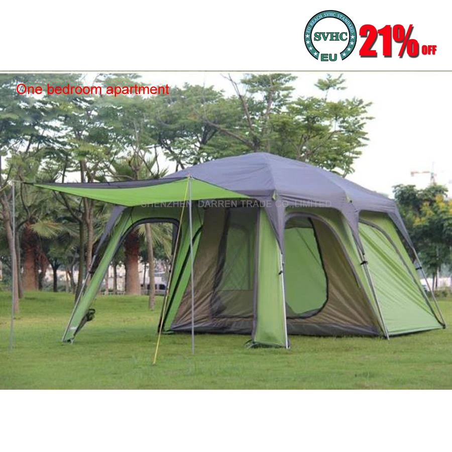 

1pcs Ultralarge 5-8 double layer outdoor 1 living rooms and 1hall family rain-proof camping tent