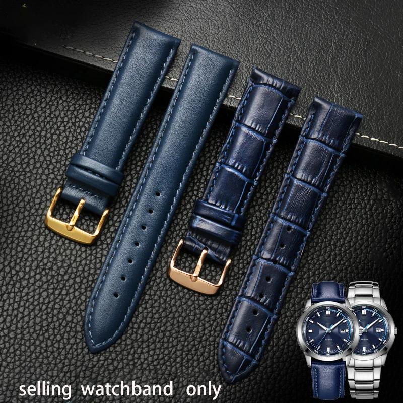 Cowhide Bracelet Blue color watch strap for citizen rossini watchband 14mm 16mm 18 19 20mm 21mm 22mm 23mm watch band wholesale