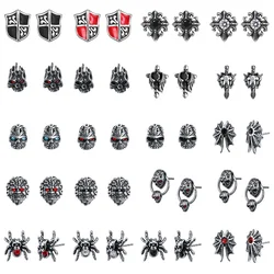 AOEDEJ Punk CZ Stone Stud Earrings for Men Stainless Steel Hip Hop Skull Ear Studs Rock Roll Jewelry Accessories
