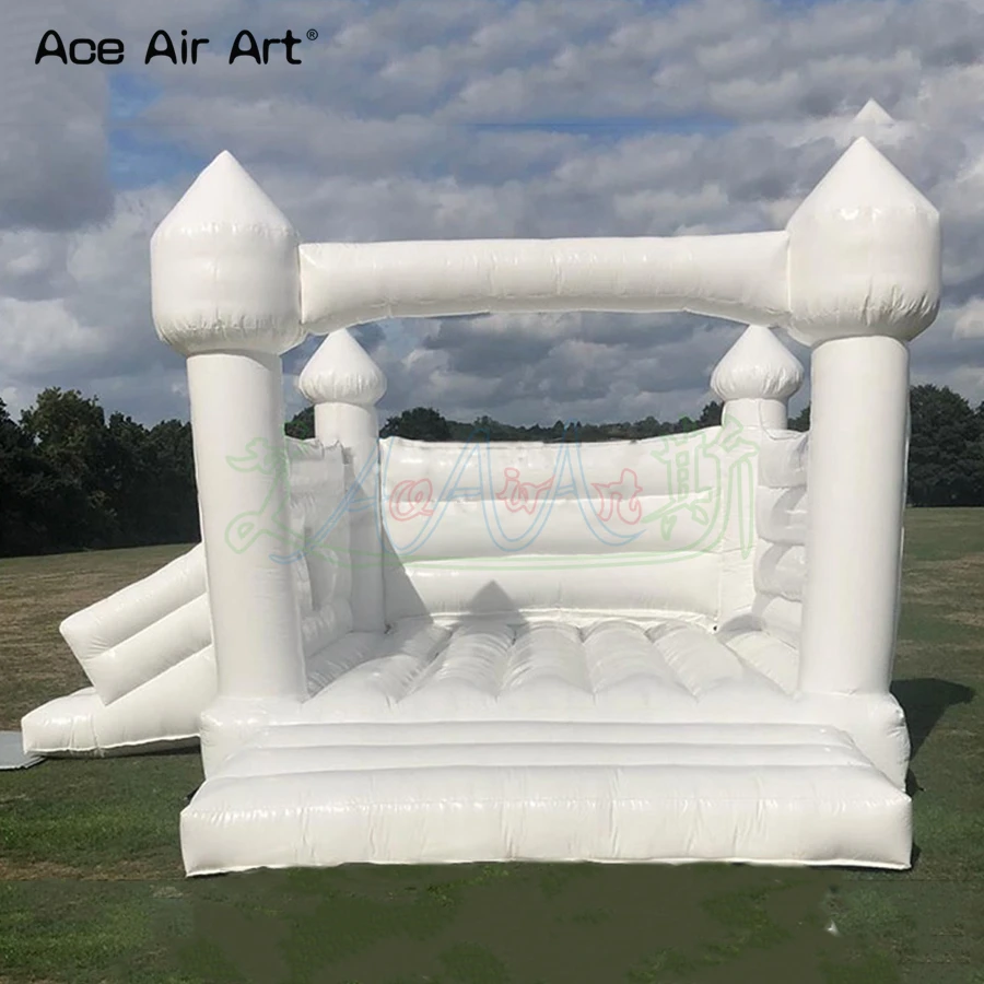 Beautiful Customized White Inflatable Wedding Bouncer With Ladder For Outdoor Party/ Entertainment Made In China