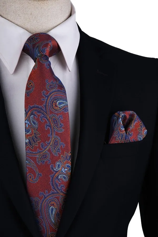 Orange Paisley Pattern Mendilli Classic Tie KK10629
