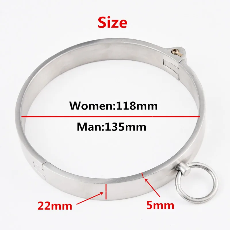 Heavy Stainless Steel Lockable Neck Collar Handcuffs Ankle Cuff  Fetish Bondage Bdsm Hand Cuffs Restraints Sex Toys for Couples