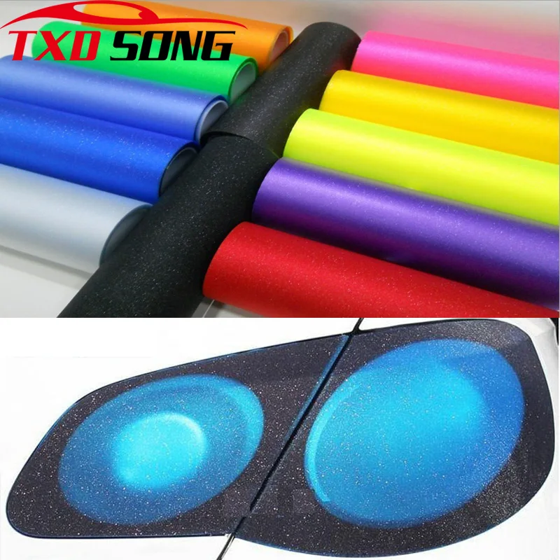 30cmx100cm/lot matt Sandy Glitter Headlight Film Tint Taillight / Motorbike Headlight Rear Lamp Tinting Film 12 Colors