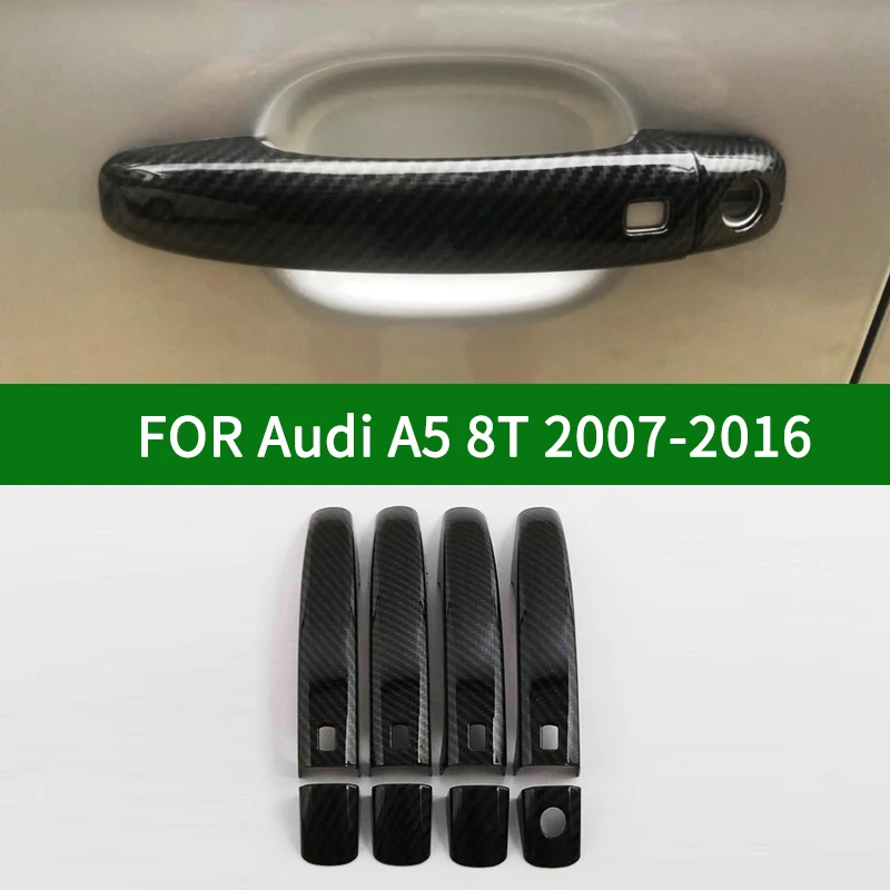 

Для Audi A5 8T 2007-2016 чехлы на дверные ручки автомобиля с узором из углеродного волокна, отделка без ключа 2008 2009 2010 2011 2012 2013 2014 2015