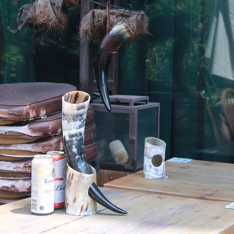 Handicrafts Viking Drinking Horn Cups Ale Beer Wine Goblet Chalice Tankard Ox Horn Beaker Vessels Viking Drinking Mug