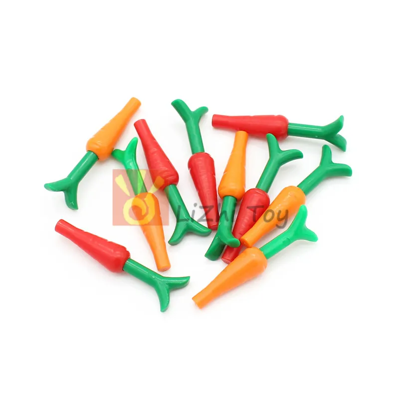 

50pcs MOC Carrot Radish with Green Twig Top Compatible 33172 33183 Vegetables Food DIY Bricks Building Blocks Assembles Parts