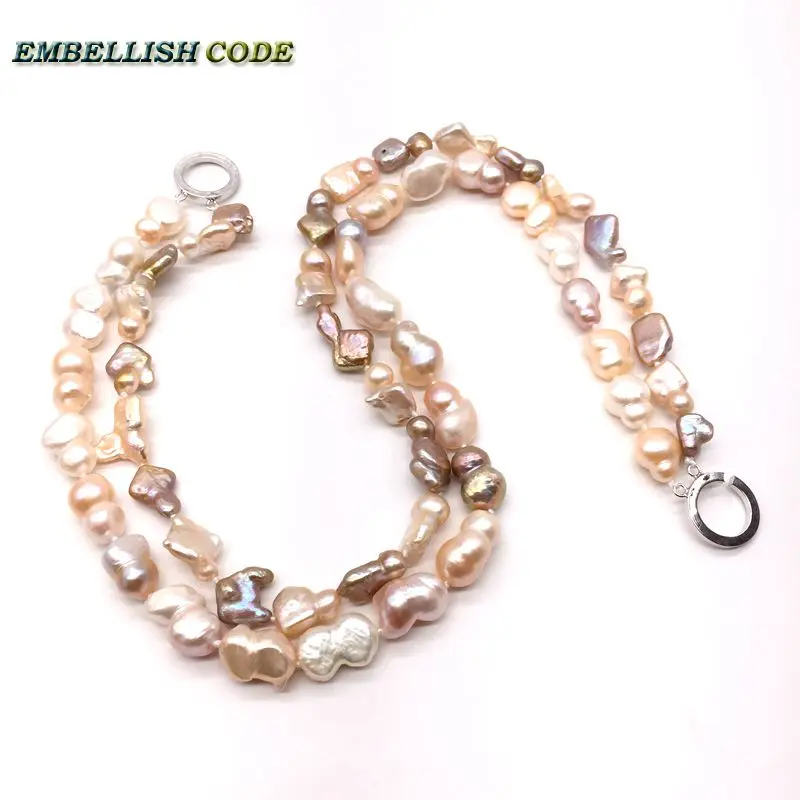 NEW Kind Baroque Keshi Stely Peanut And Elongate Shape Peach Mixed Twisted Natural Freshwater Pearls Statement Necklace Jewelry