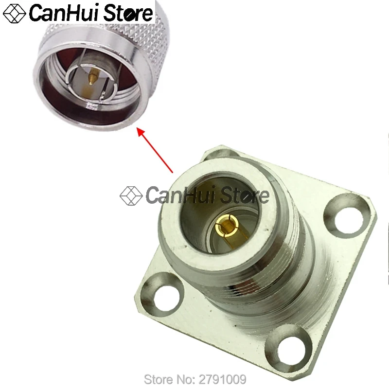 1Pcs N-KF N type female jack RF base coaxial connector 4-hole panel mount Flange antenna socket 25x25mm
