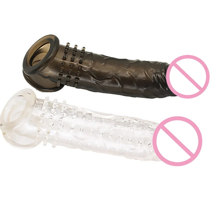 21cm Realistic Condom Penis Extend Sleeve Reusable Dildo Enhancer Enlargement Lock Sperm Sleeve Delay Ejaculation Sex Toys