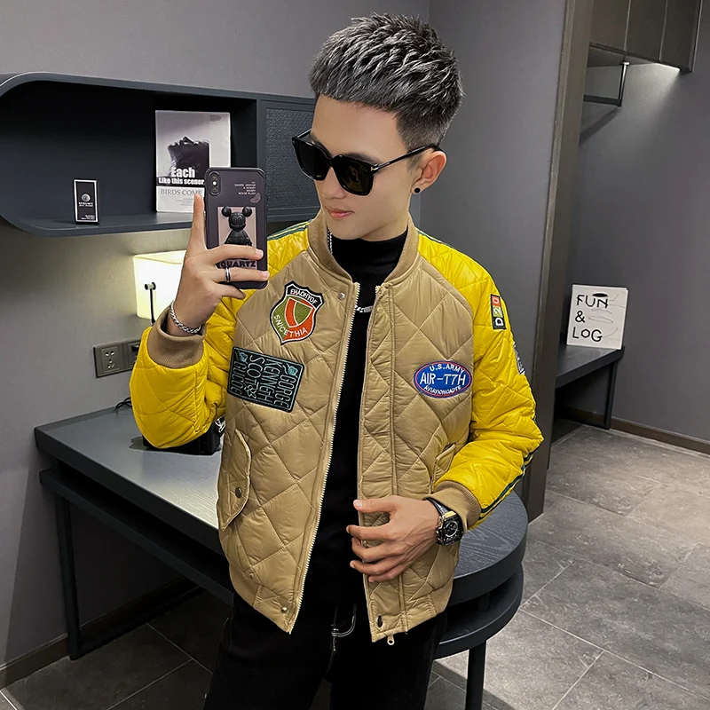 Warm Winter Baseball Uniform Jacket uomo Slim Fit colletto alla coreana Parka Casual Streetwear cappotto sociale cappotto Hiphop abbigliamento uomo