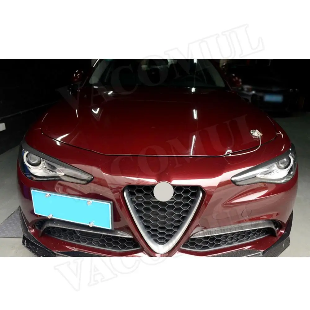 Carbon Fiber Front Headlamp Eyebrow Headlight Eyelids for Alfa Romeo Giulia Quadrifoglio Sedan 2015-2018 Car Styling