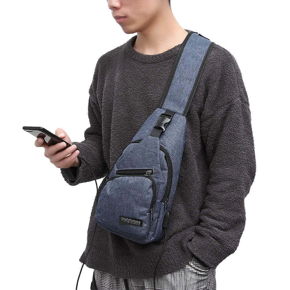 New Arrival Male Shoulder Bags USB Charging Crossbody Bags Men Anti Theft Chest Bag School Summer Short Trip Messengers Bag