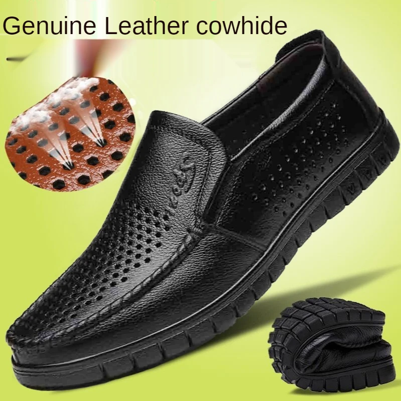 Genuine Leather Sandals Men Platform Causal Business Shoes 2021 Slip on Shoes Male Fashion Beach Footwear Man Zapatos  Hombre