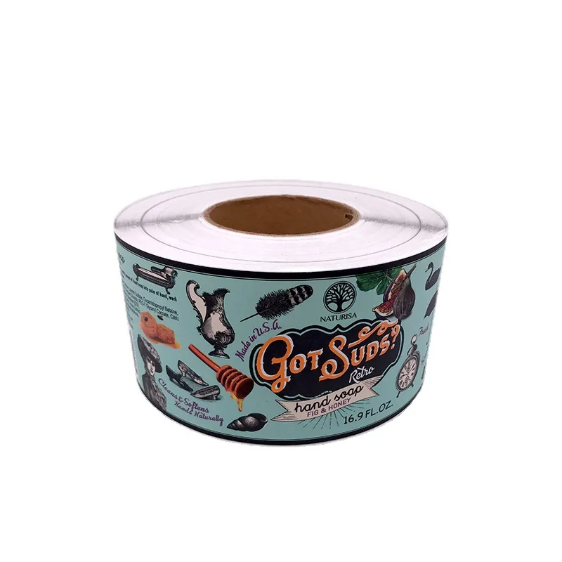 Customized Rolling Packaging Hand Soap Printed Adhesive Labels Waterproof Vinyl Plastic CMYK Colors Packing Stickers
