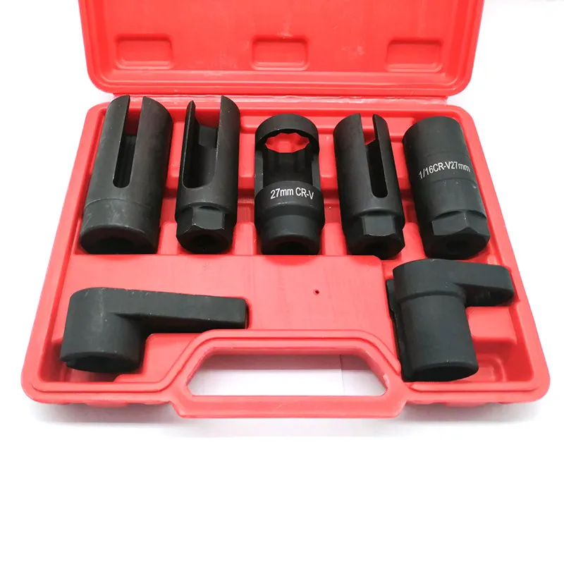 

7PCS 1/2 & 3/8 Drive CR-V steel Sensor Socket Kit O2 Oxygen Sensor Sleeve Tool Wrench Socket Set