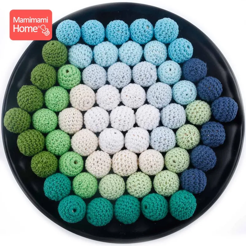 Mamihome 16mm 10PC Crochet Beads Wooden Teether Cotton Thread For DIY Making Necklace Bracelet Wooden Blank Children'S Goods Toy