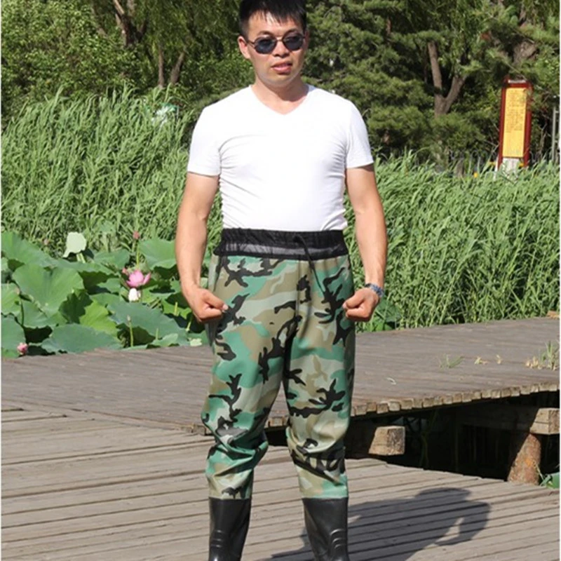 Men Women Fishing Clothes Pants Boots Half-body Waterproof Anti-wear Wading Trousers Waist Ventilation Working Hunting Overalls