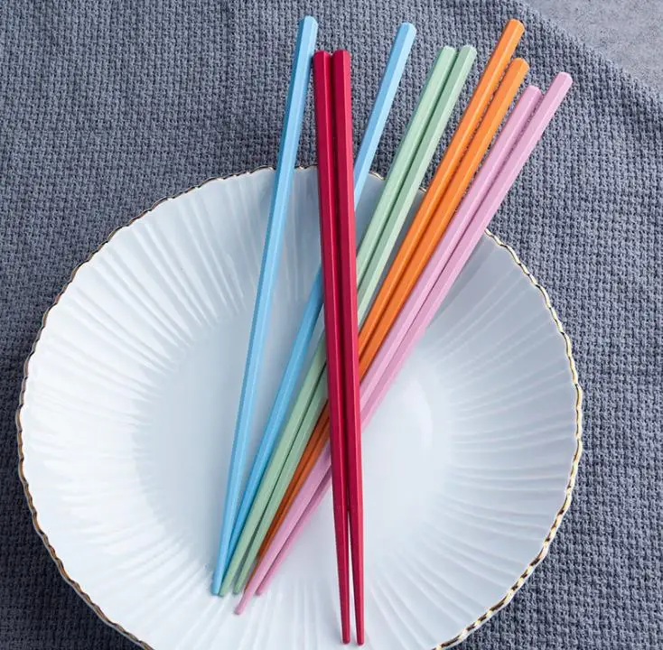 Colorful Pointed Hexagonal Chopsticks Reusable Chinese Tableware For Wedding Party Festival Occasions Wholesale SN922