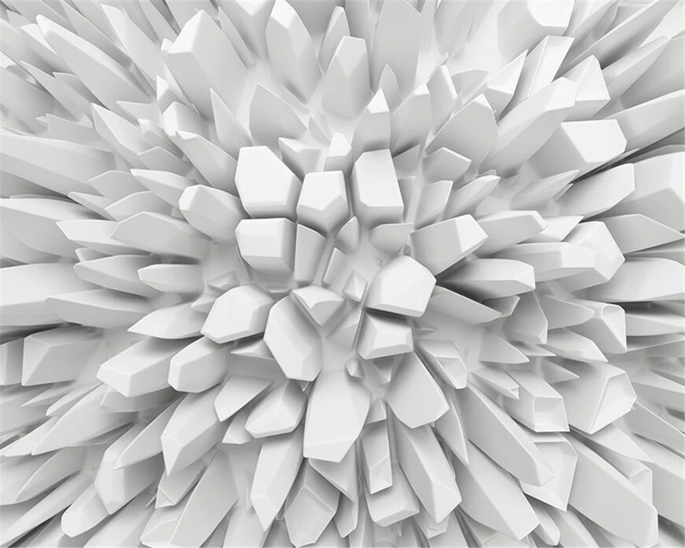 Customized size mural, white stone photo wallpaper, gypsum spike background decoration, geometric shape painting 3d wallpaper