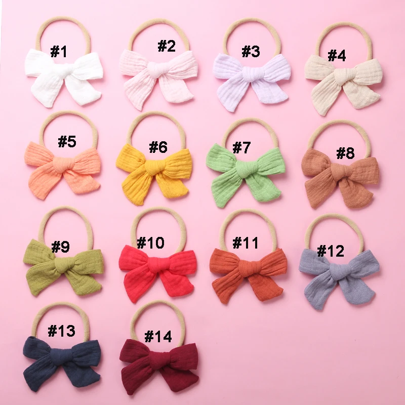 36pc/lot New Baby Nylon Headband Girls Elastic Bows Headband Fashion Hair Bows Knot Nylon Hair Bands Newborn Toddler Headwear