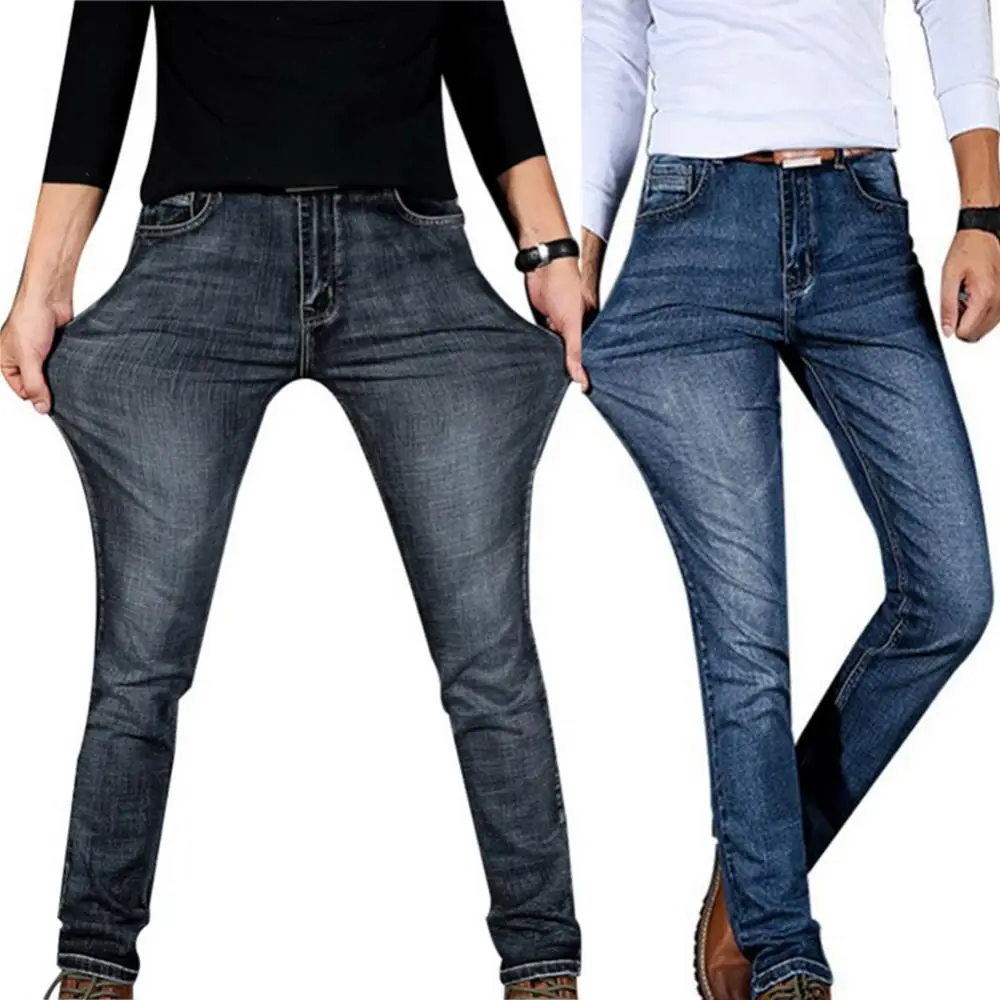 Pants Stretch Long Jeans Mid Rise Men's Jeans Men's Fashion Slim Fit Jeans Plus Size European Men's Denim Pants