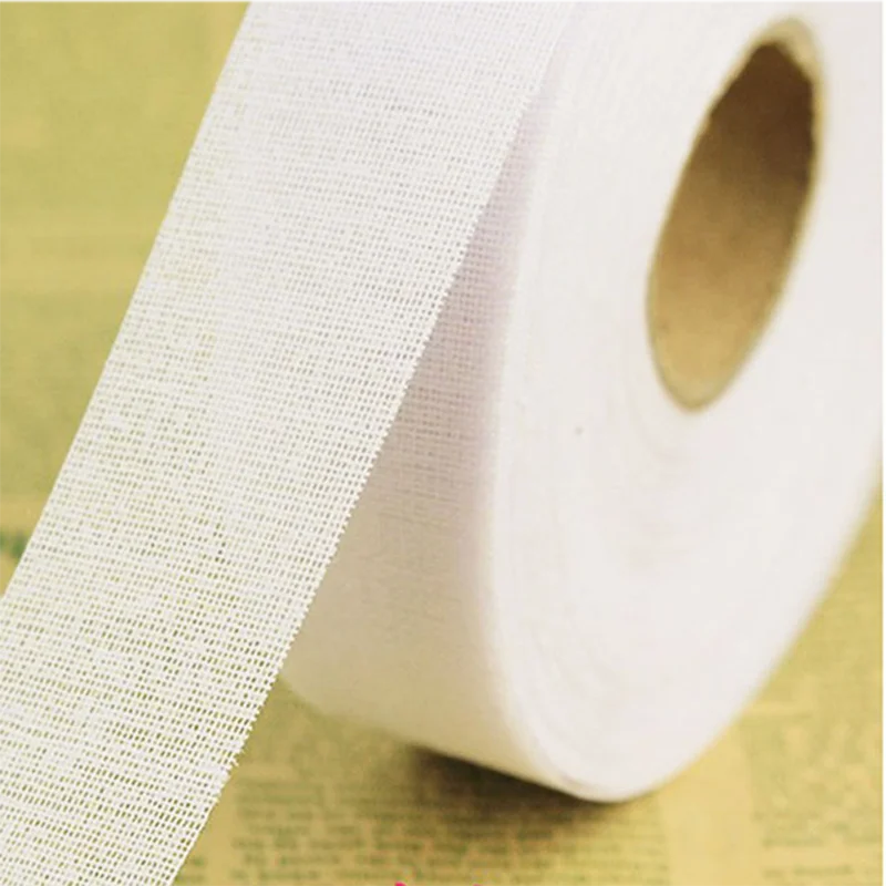5-50m/lot 3cm white single side adhesive Iron-on hard resin cloth interlining fabric  suit collar waist sewing diy patchwork1528
