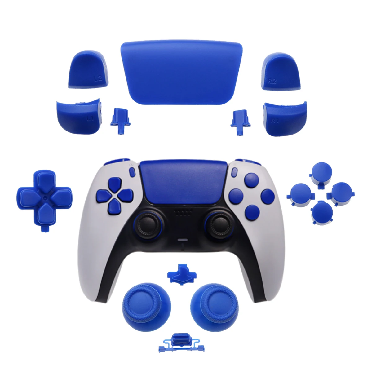 أزرار YuXi R1 L1 R2 L2 لـ PS5 مجموعة تحكم الزناد Dpad Thumbstick لوحدة التحكم PS5 زر توصيل مطاطي مع أداة