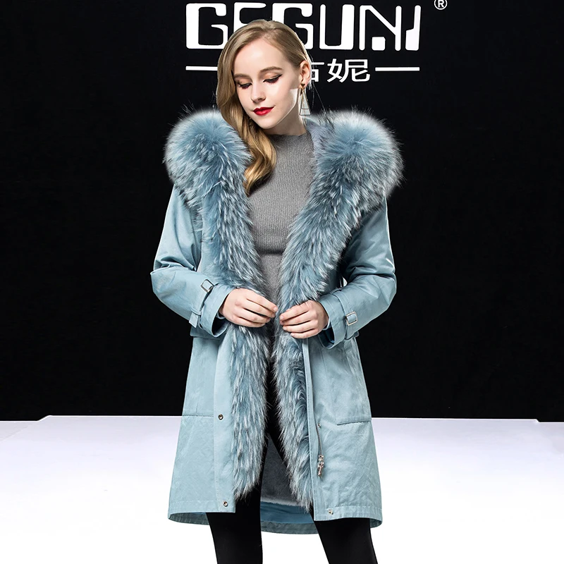 Real 2020 Fur Coat Female Natural Rabbit Fur Liner Parka Winter Jacket Women Raccoon Fur Collar Korean Long Jackets MY s