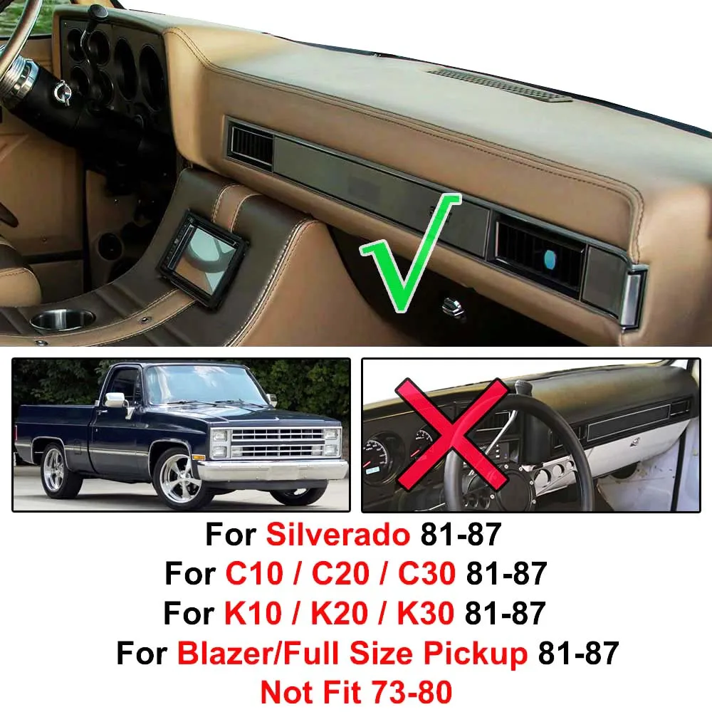 Xukey Dash Mat Dashmat Dashboard Cover Dash Cover For Chevrolet C10 C20 C30 Silverado Full Size Truck 1981 - 1987