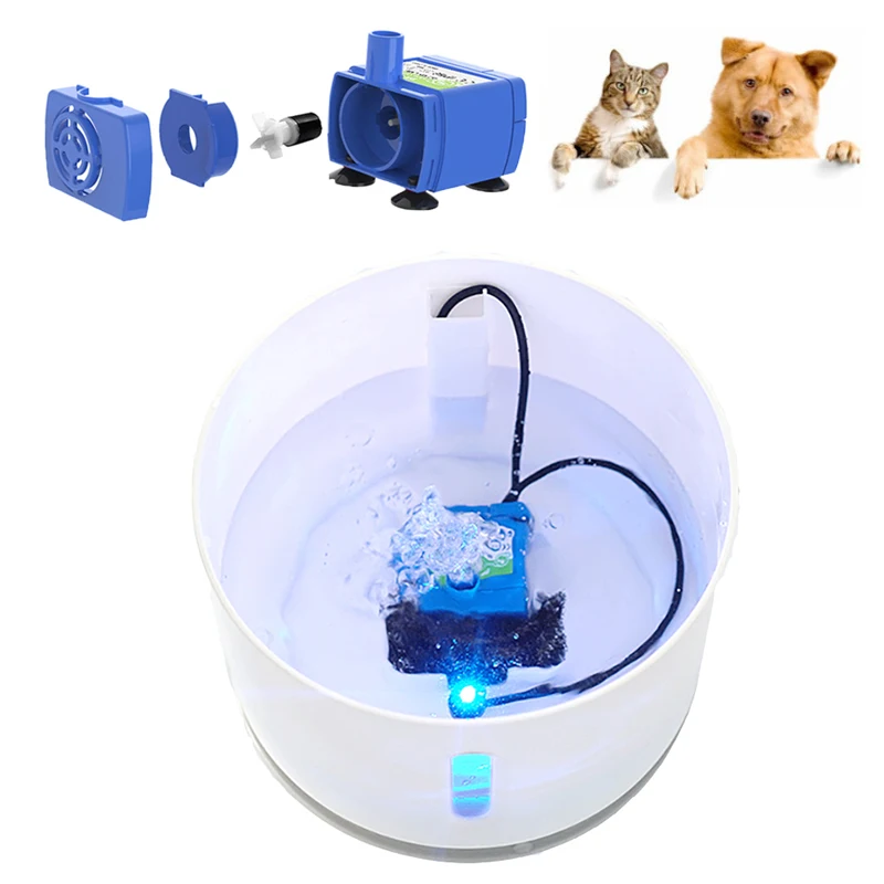 Water Pump LED Light Pet Cat Water Fountain Motor Accessories Replacement for Cat Flowers Drinking Bowl Pump for Water Dispenser