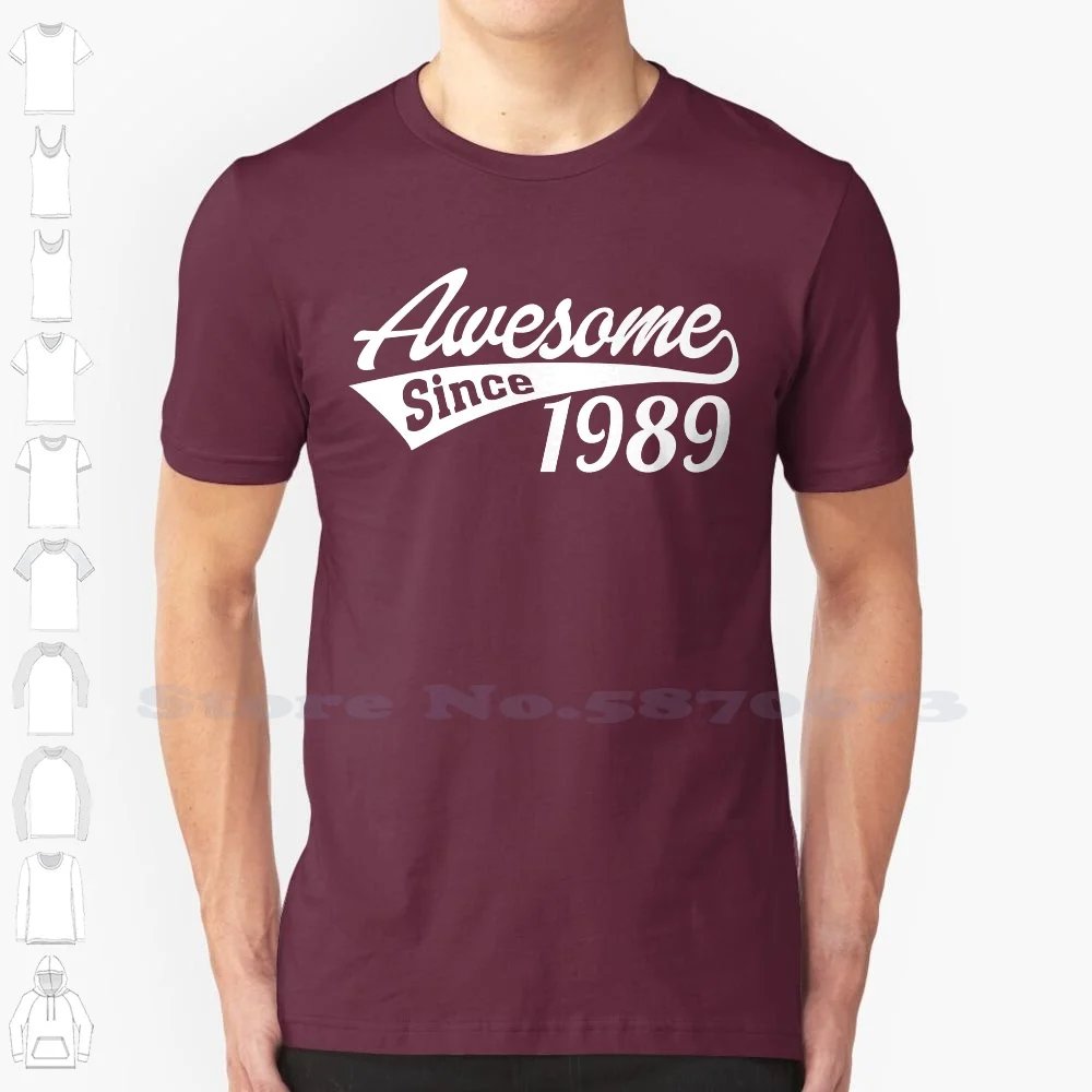 Fashion Tee Awesome Since 1989-29th Birthday Gift-Ladies T Shirt Printed Print Girl T Shirt