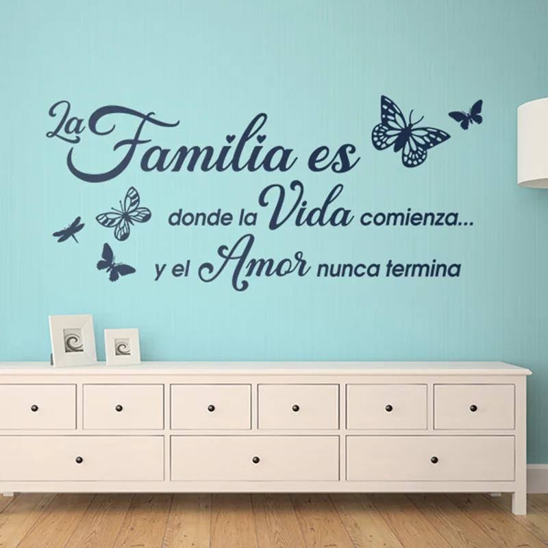 Spanish  Family is where life begins Quote Wall Sticker Bedroom living Room  Familia es donde la vida comienza Wall Decal Vinyl