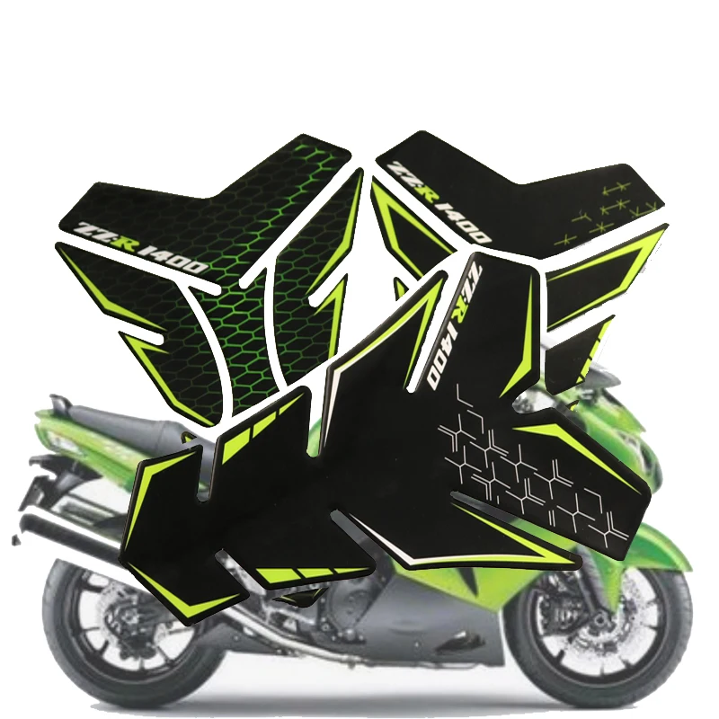 

3D Tankpad Stickers Oil Gas Tank Pad Sticker Protector Cover Decoration Flame Motorcycle Sticker For Kawasaki ZZR1400 ZZR 1400