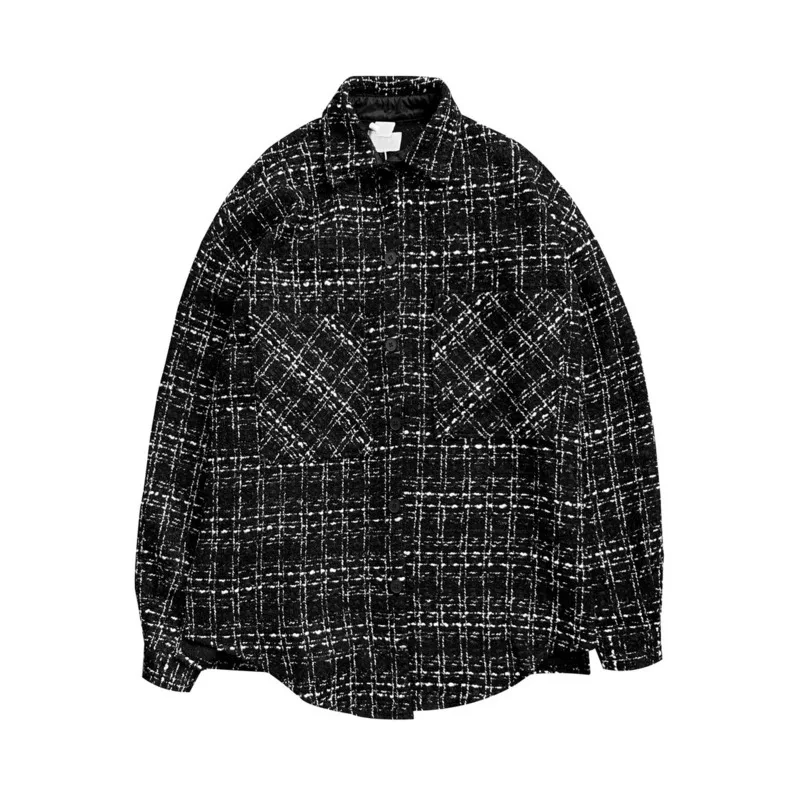 Spring and autumn male plaid shirt Korean fashion casual jacket released man harajuku streetwear retro sleeve shirt